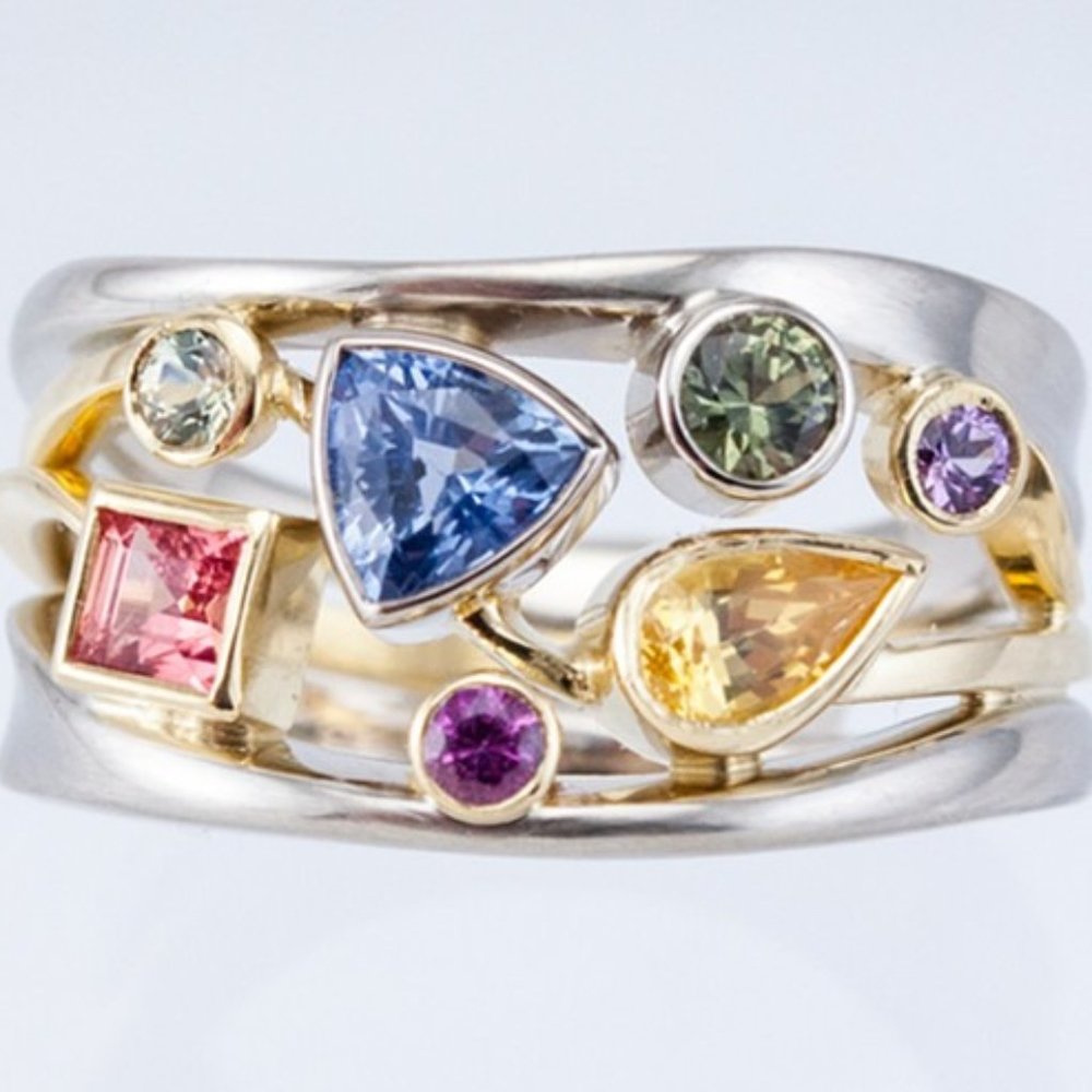 💍Multi Color Stone 925 Silver Ring for Women, F032 (LIMITED EDITION!!) - Picture 6 of 7